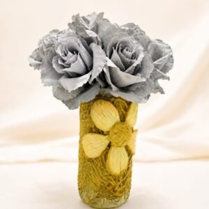 Grey Rose Fluted Vase